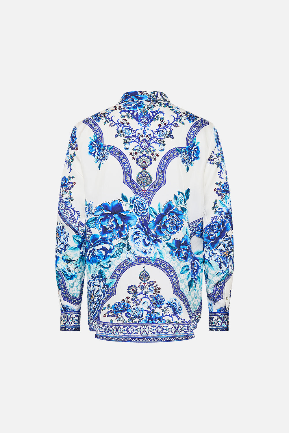 The CAMILLA HALTER BEACH MINI DRESS W CUT OUT WAIST TRIM EMBROIDERED EVER AFTER in our  print.