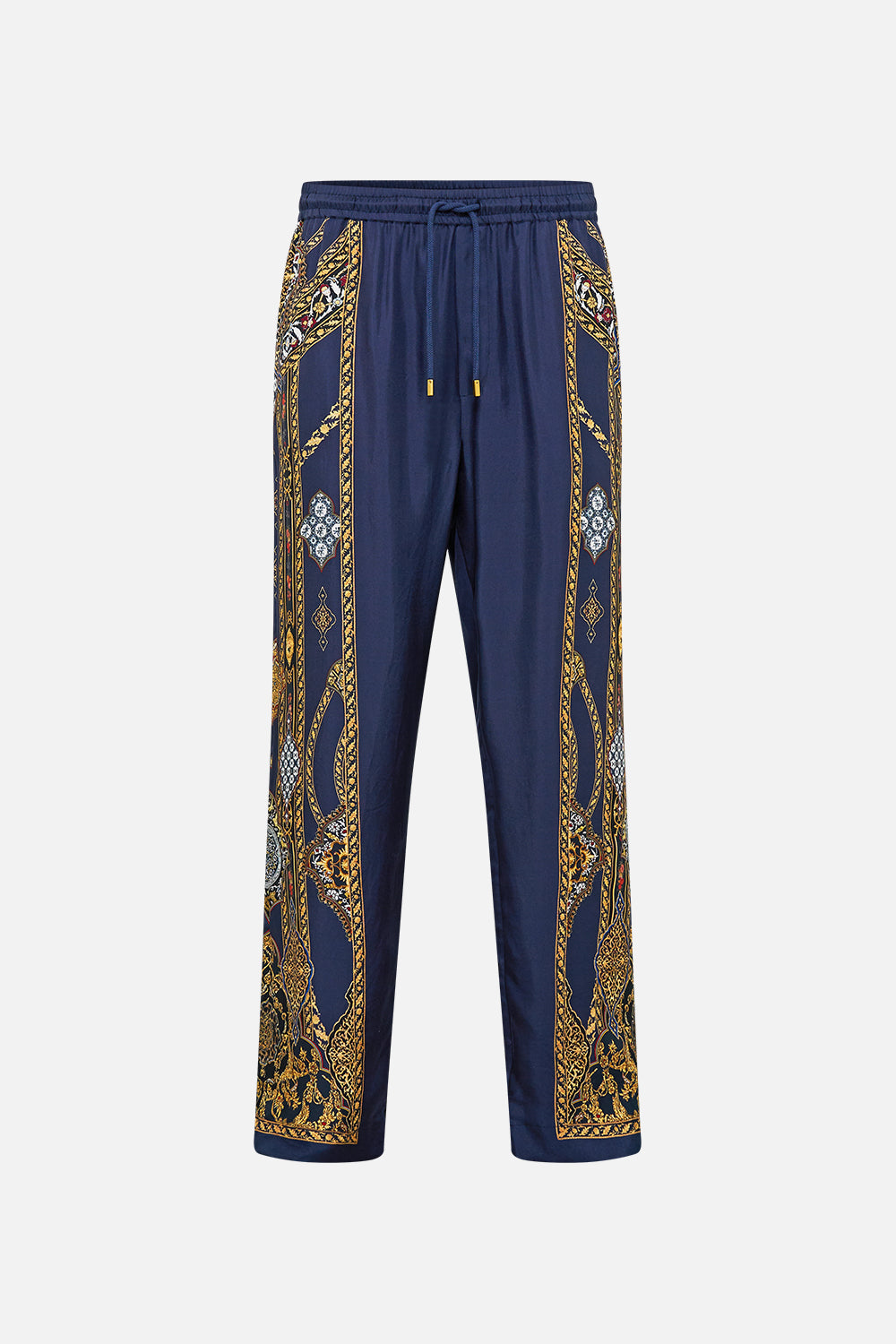 The CAMILLA BUTTON UP TOP WITH DRAPED BACK COSMIC ZOOLOGY in our  print.