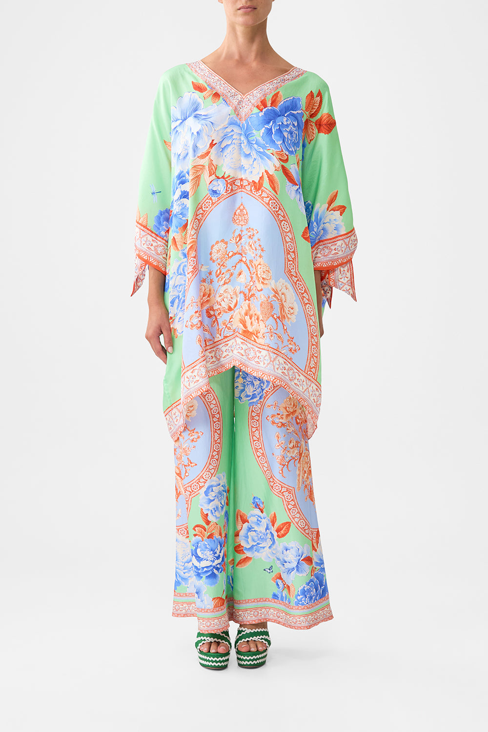TIE SLEEVE SHORT V NECK KAFTAN TOPKAPI POP