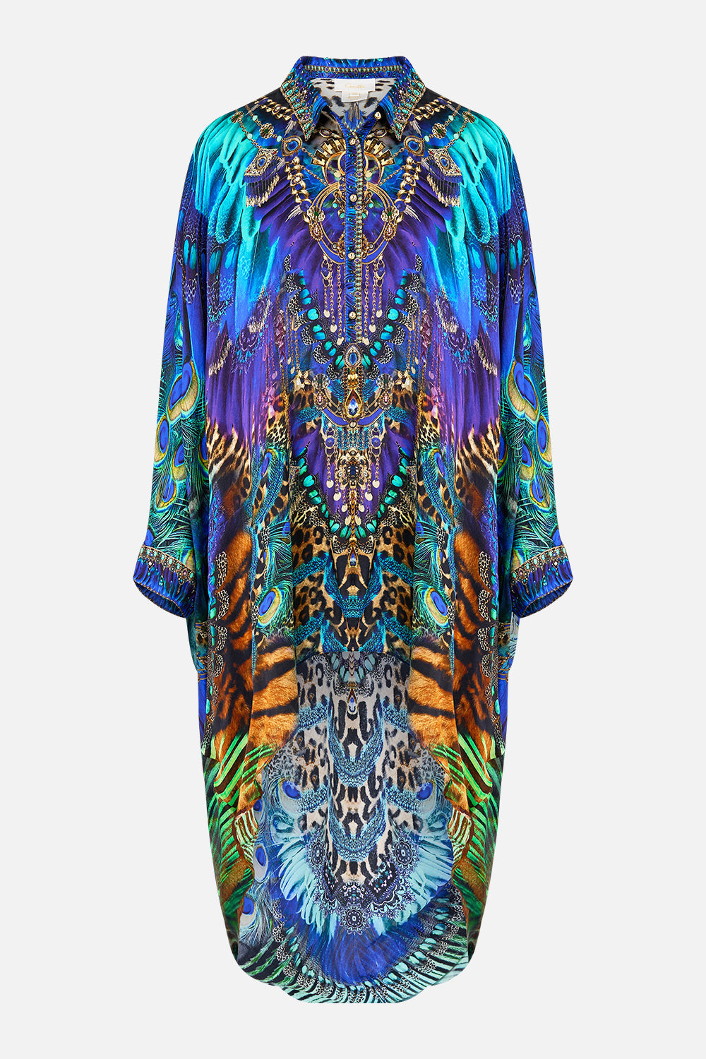 BUTTON UP TOP WITH DRAPED BACK COSMIC ZOOLOGY