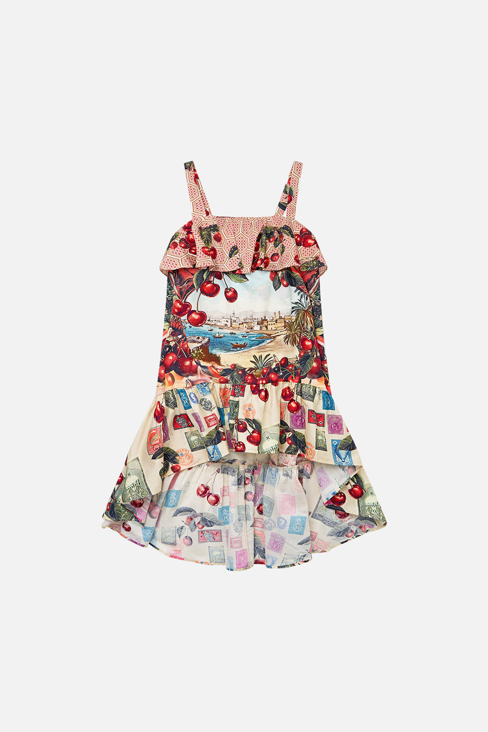 The CAMILLA RELAXED SHORT DRESS WITH DROPPED WAIST EAST OF ISTANBUL in our  print.
