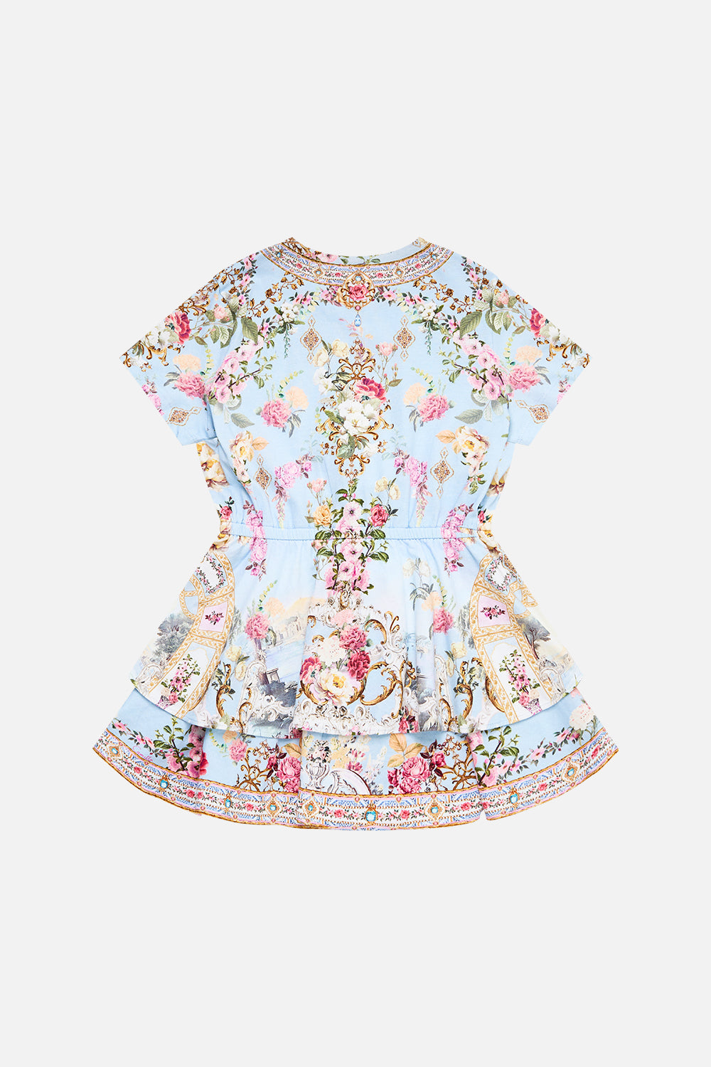 KIDS TEE MINI DRESS WITH LAYERED SKIRT TILED IN TIME