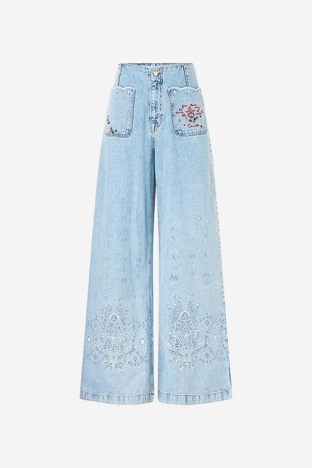 The CAMILLA Luna Kitsch Stitch High Rise Wide Leg Jean in our Denim print.