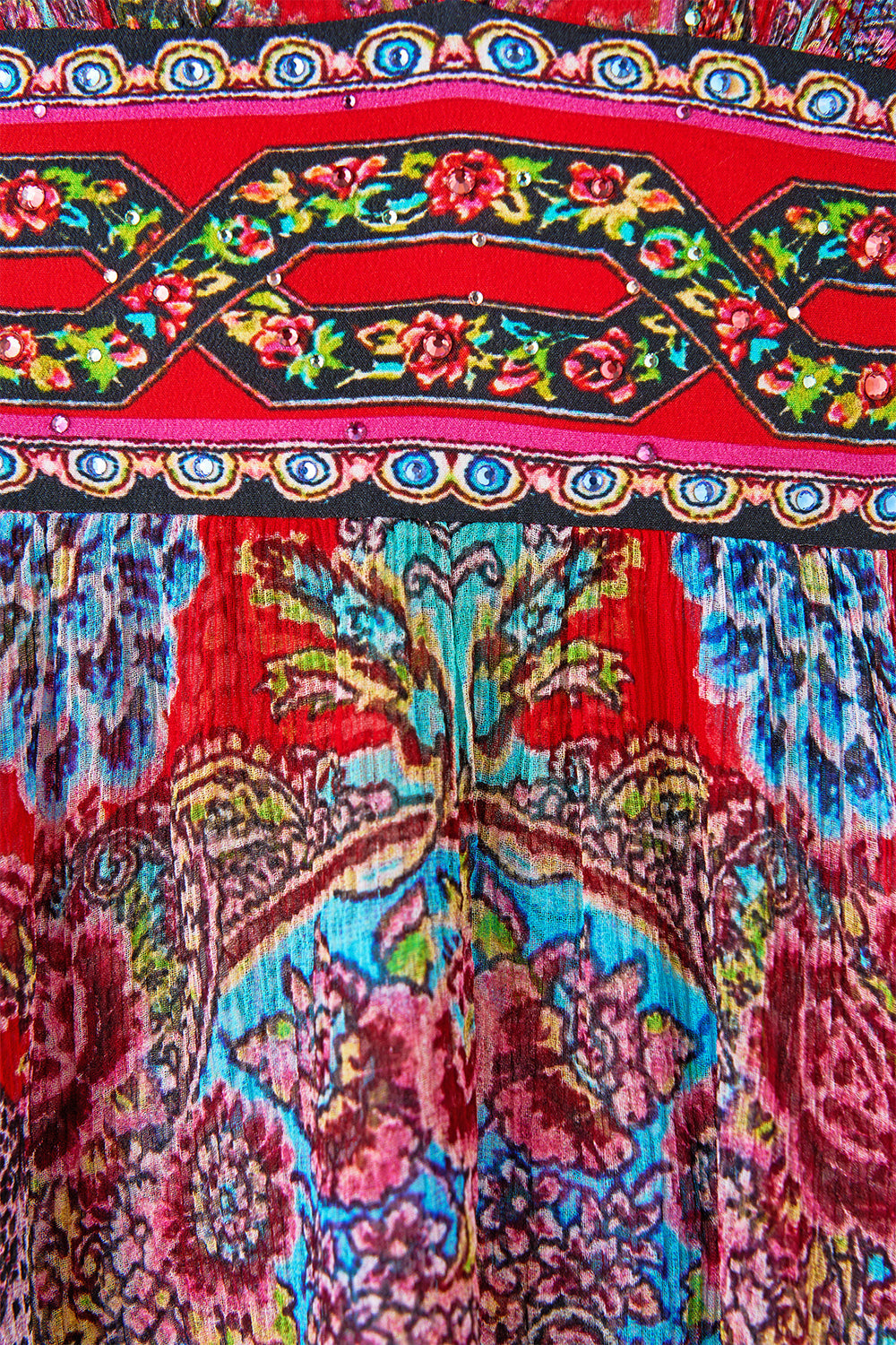 The CAMILLA short dress with blouson sleeve from our print artisans of Anatolia