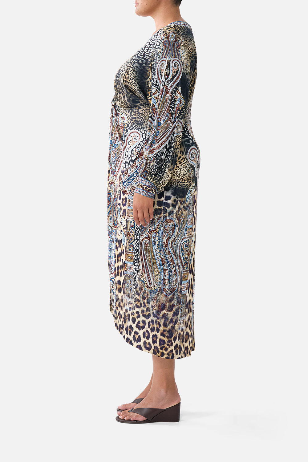 The CAMILLA SHIRRED WAIST DETAIL MINI DRESS CHAIN GANG in our  print.
