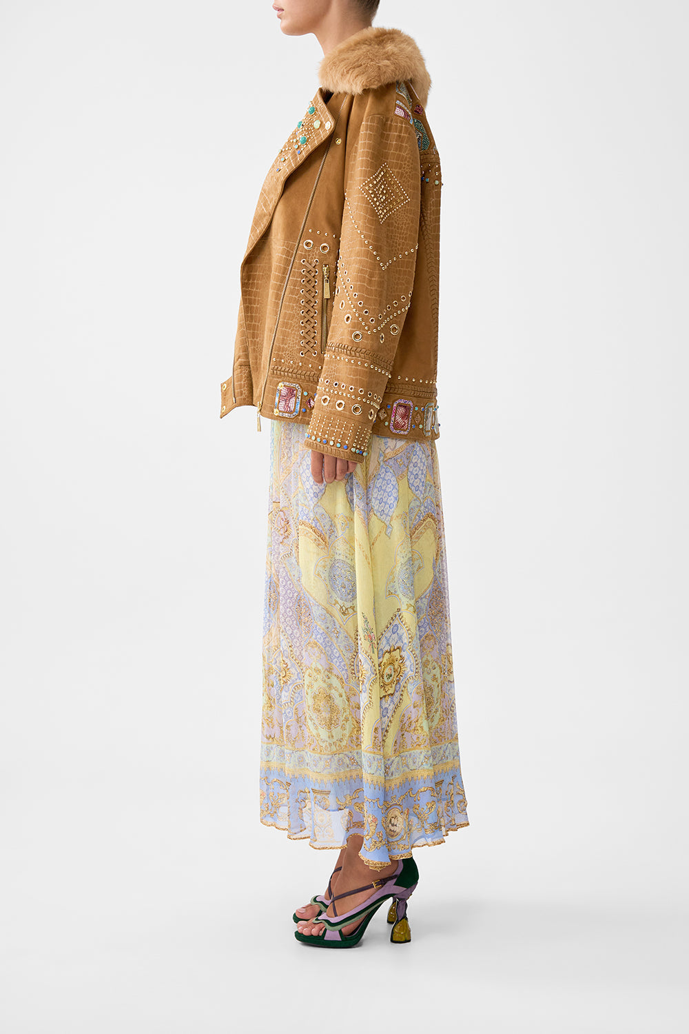 The CAMILLA WIDE LEG TROUSER WITH FRONT POCKETS MAGIC CARPET RIDE in our  print.