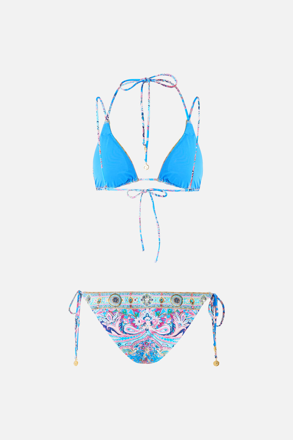 The CAMILLA EMBELLISHED DRAWSTRING POUCH BAG WITH TASSELS MY LUCKY STARS in our  print.
