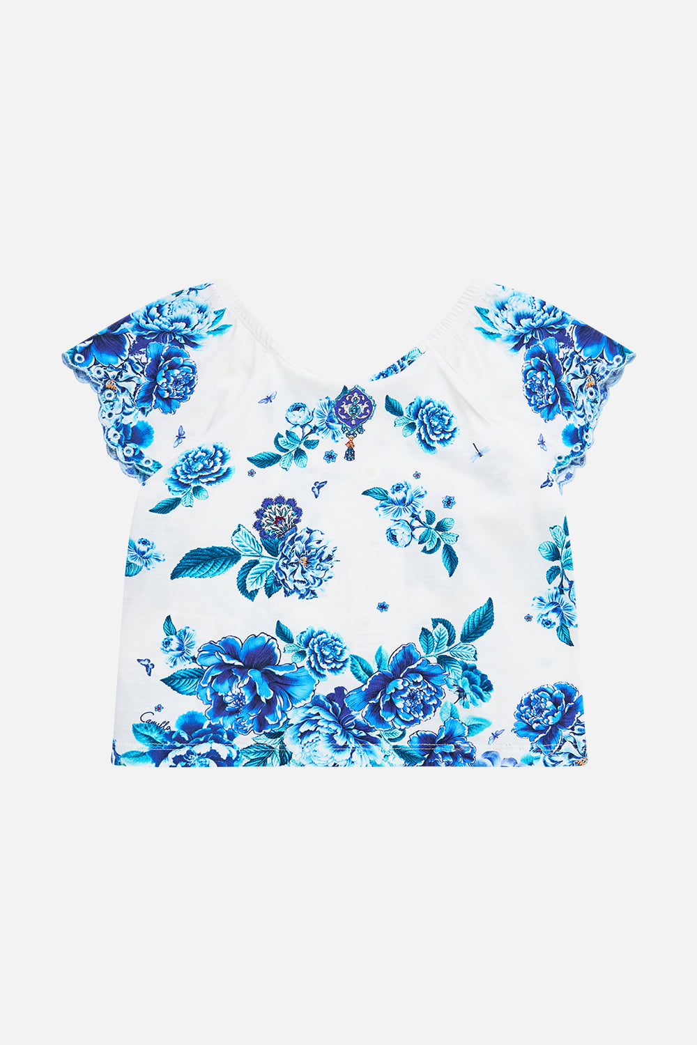 The CAMILLA LONG SLEEVE HIDDEN PLACKET SHIRT A CERAMIC GARDEN in our A CERAMIC GARDEN print.