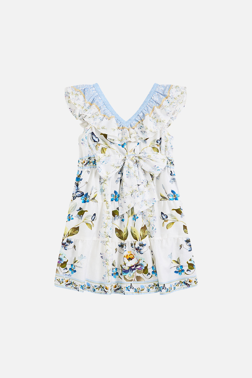 KIDS TIERED MINI DRESS WITH FRILL NECK BOTANICAL BALLADS
