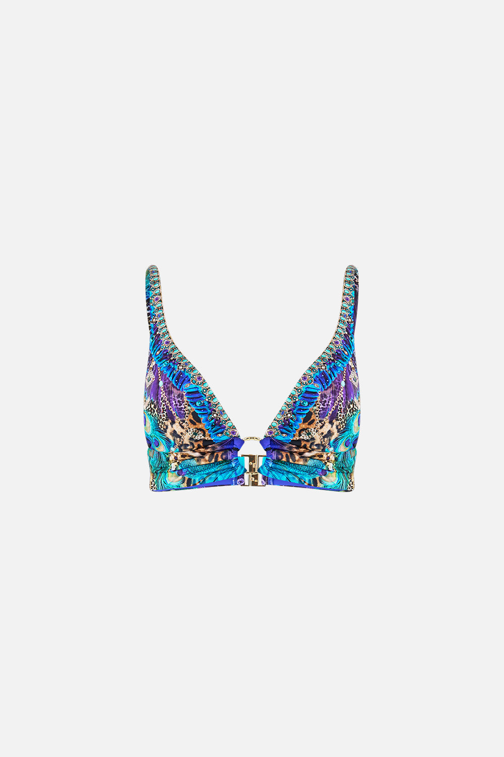 HIGH TRIANGLE BIKINI TOP WITH RING FRONT COSMIC ZOOLOGY