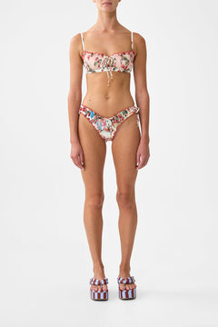 RUCHED CUP UNDERWIRE BIKINI TOP WITH TIE FRONT NOTES FROM THE ROAD