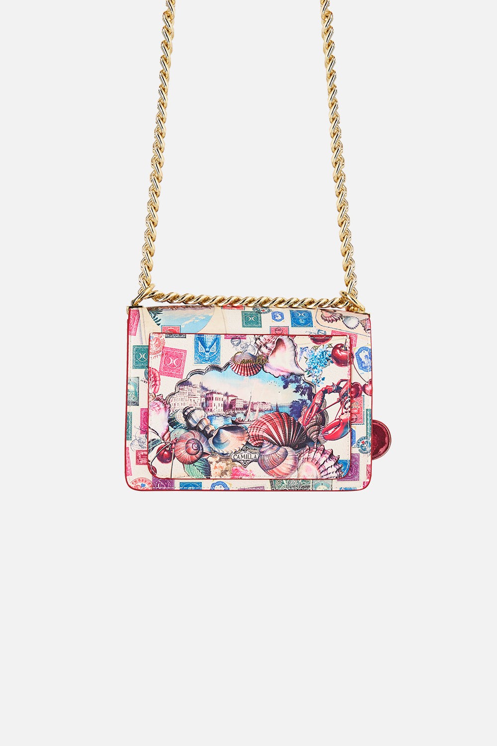 CROSSBODY BOX BAG WITH CHAIN AND KEYRING NOTES FROM THE ROAD