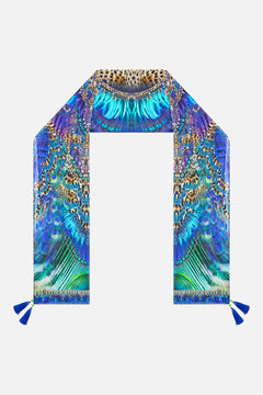 LONG SILK CRINKLE CHIFFON SCARF COSMIC ZOOLOGY