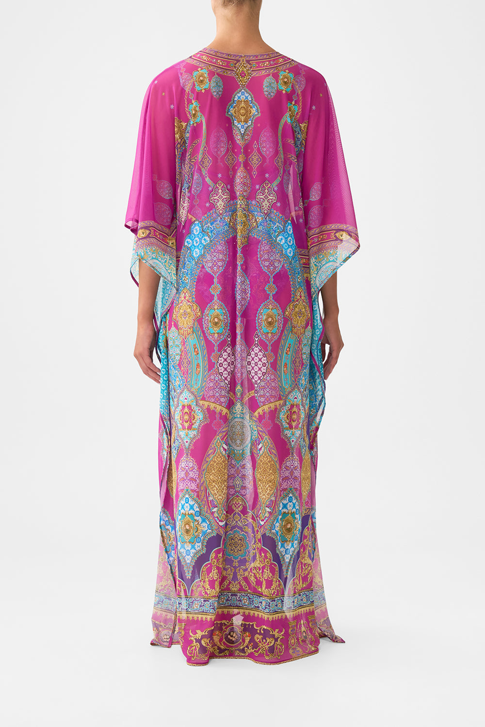 LONG V NECK KAFTAN WITH RING FRONT TRIM CONCUBINES, SULTANS & COURTIERS