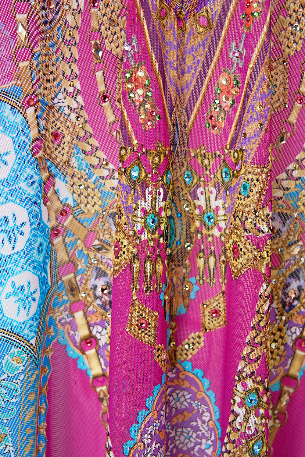 LONG V NECK KAFTAN WITH RING FRONT TRIM CONCUBINES, SULTANS & COURTIERS