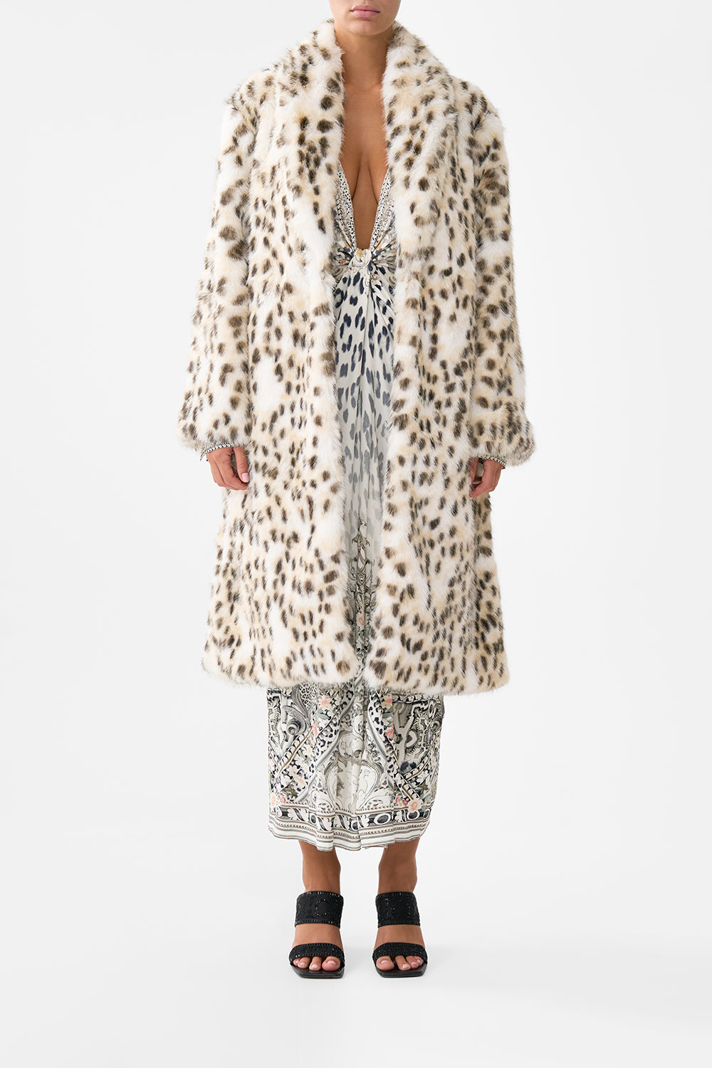 The CAMILLA TIERED SHORT DRESS WITH NECK FRILL SOAP OPERA in our  print.