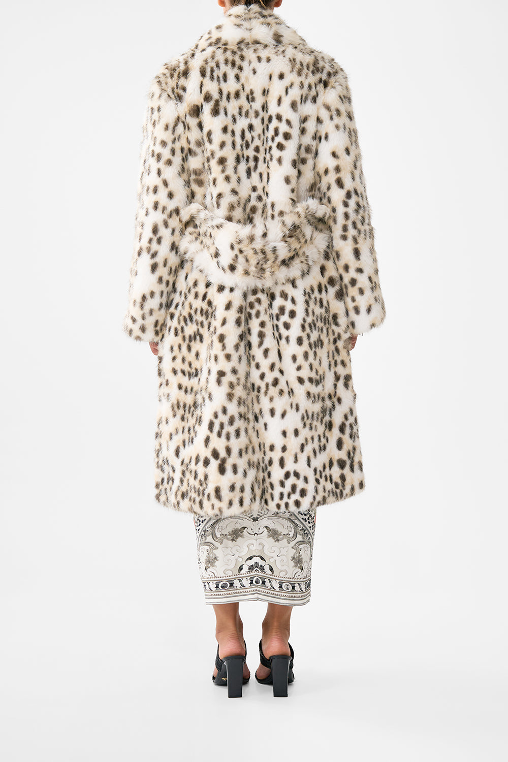 The CAMILLA Long Teddy Coat in our Marble Heaven print.