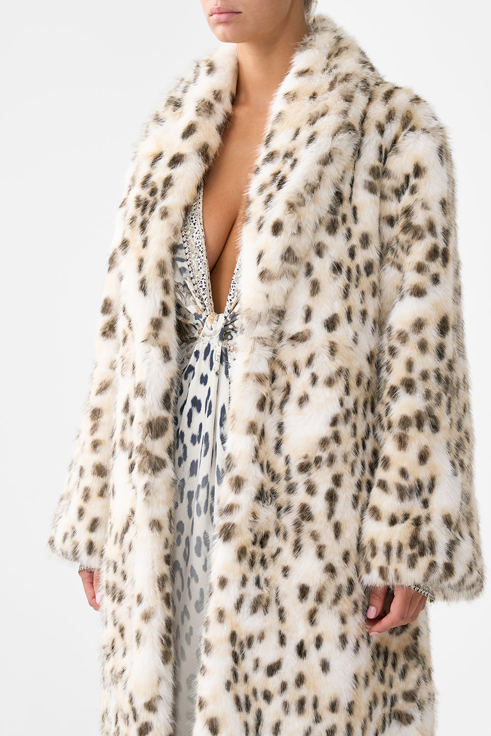 The CAMILLA TIERED SHORT DRESS WITH NECK FRILL SOAP OPERA in our  print.