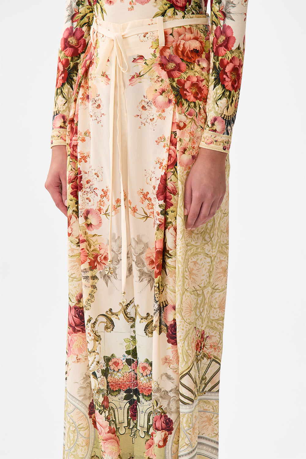 The CAMILLA Soft Wide Leg Pant With Tie Detail in our Meet Me At The Majestic print.