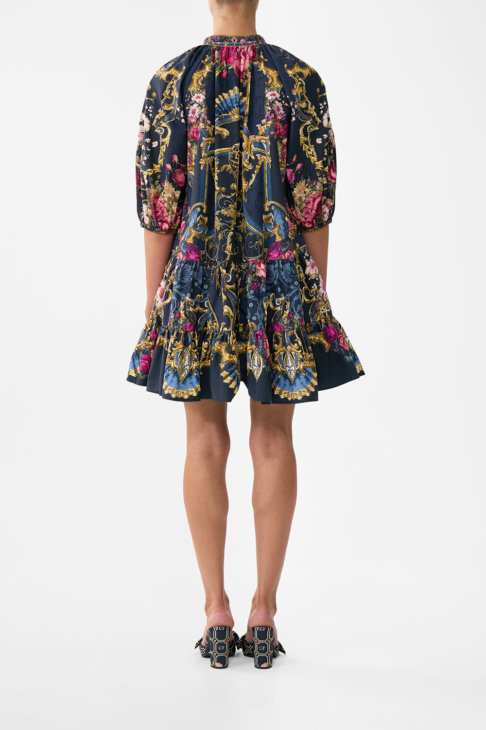 The CAMILLA TUCK DETAIL SWEATER - MULTI MARBLE HEAVEN in our  print.