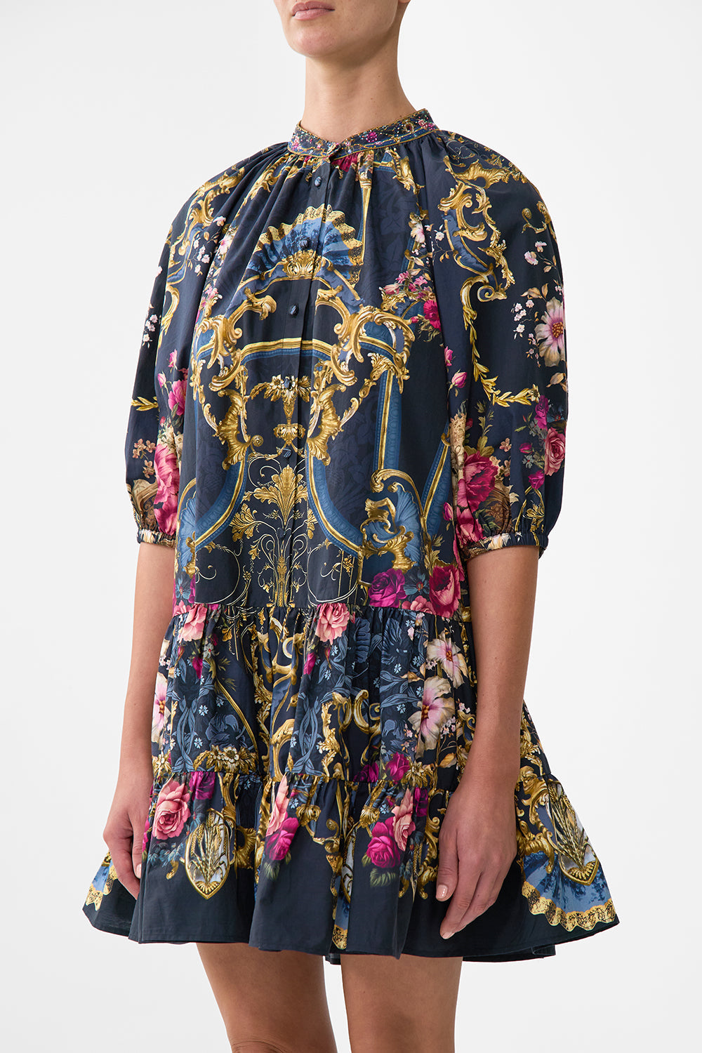 The CAMILLA TUCK DETAIL SWEATER - MULTI MARBLE HEAVEN in our  print.
