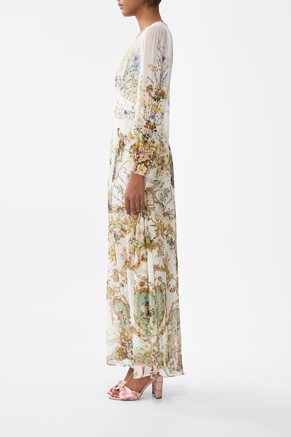 The CAMILLA RELAXED PLACKET DETAIL SHIRT MARBLE HEAVEN in our  print.
