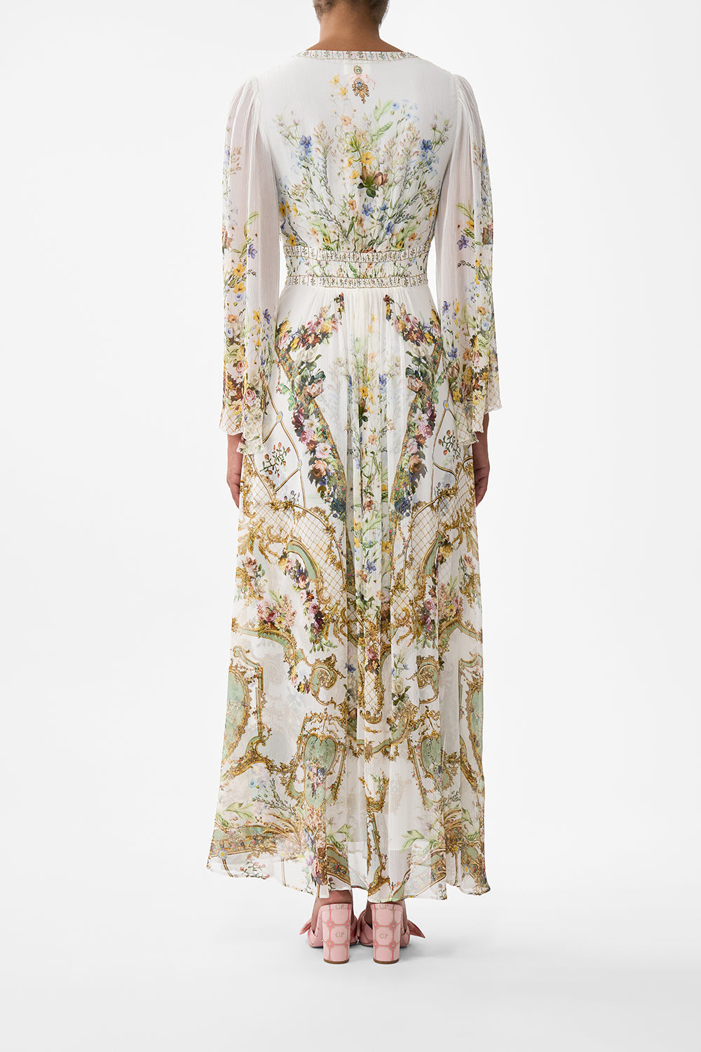 The CAMILLA Flared Sleeve Dress in our Dressing Room Drama print.