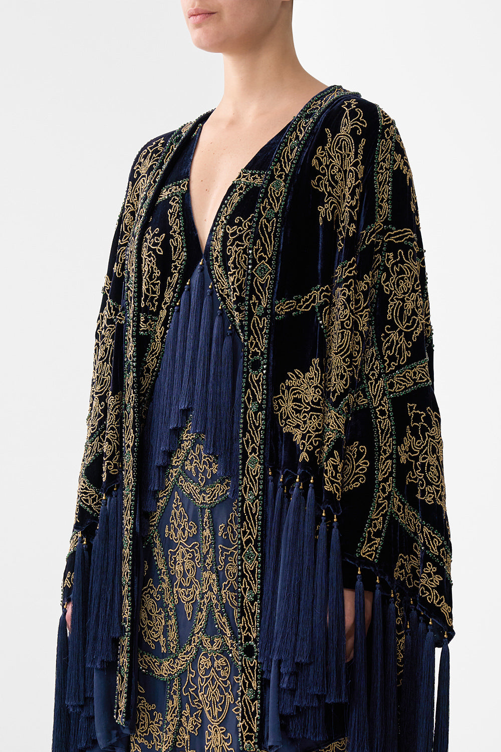 The CAMILLA SHIRRED WAIST PANT CONCUBINES, SULTANS & COURTIERS in our CONCUBINES, SULTANS & COURTIERS print.
