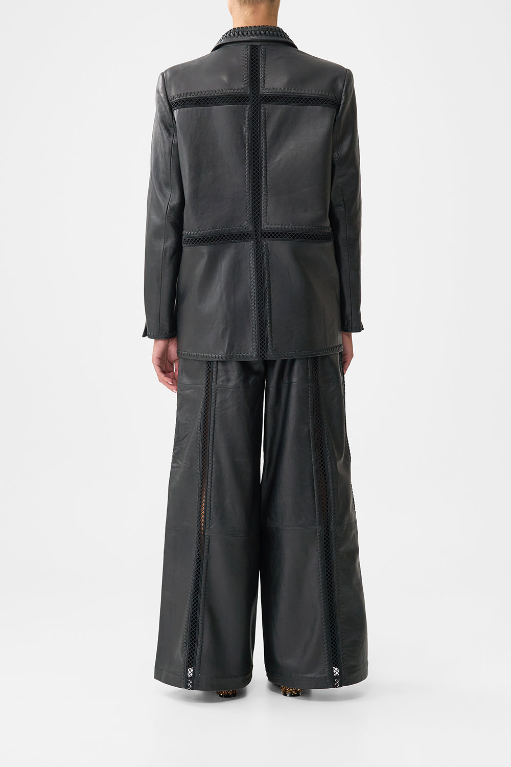 LEATHER JACKET WITH SLEEVE CUT OUT DETAIL OTTOMAN ELEGANCE