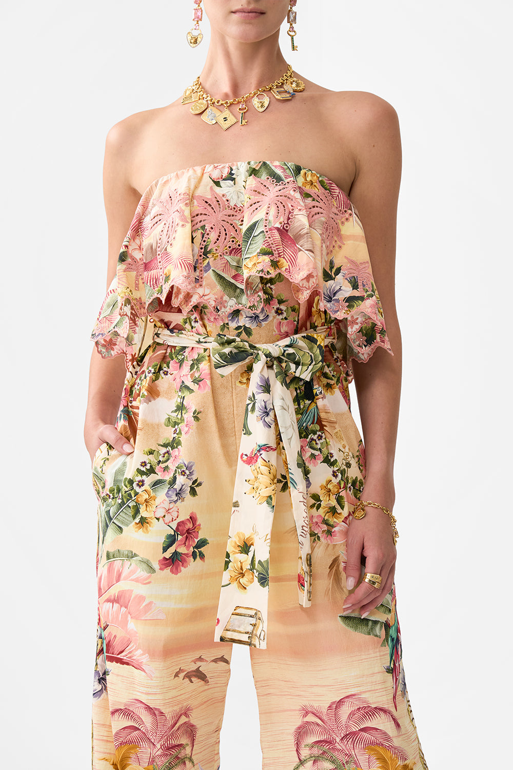 The CAMILLA LOUNGE PANT JARDIM PARTY in our  print.