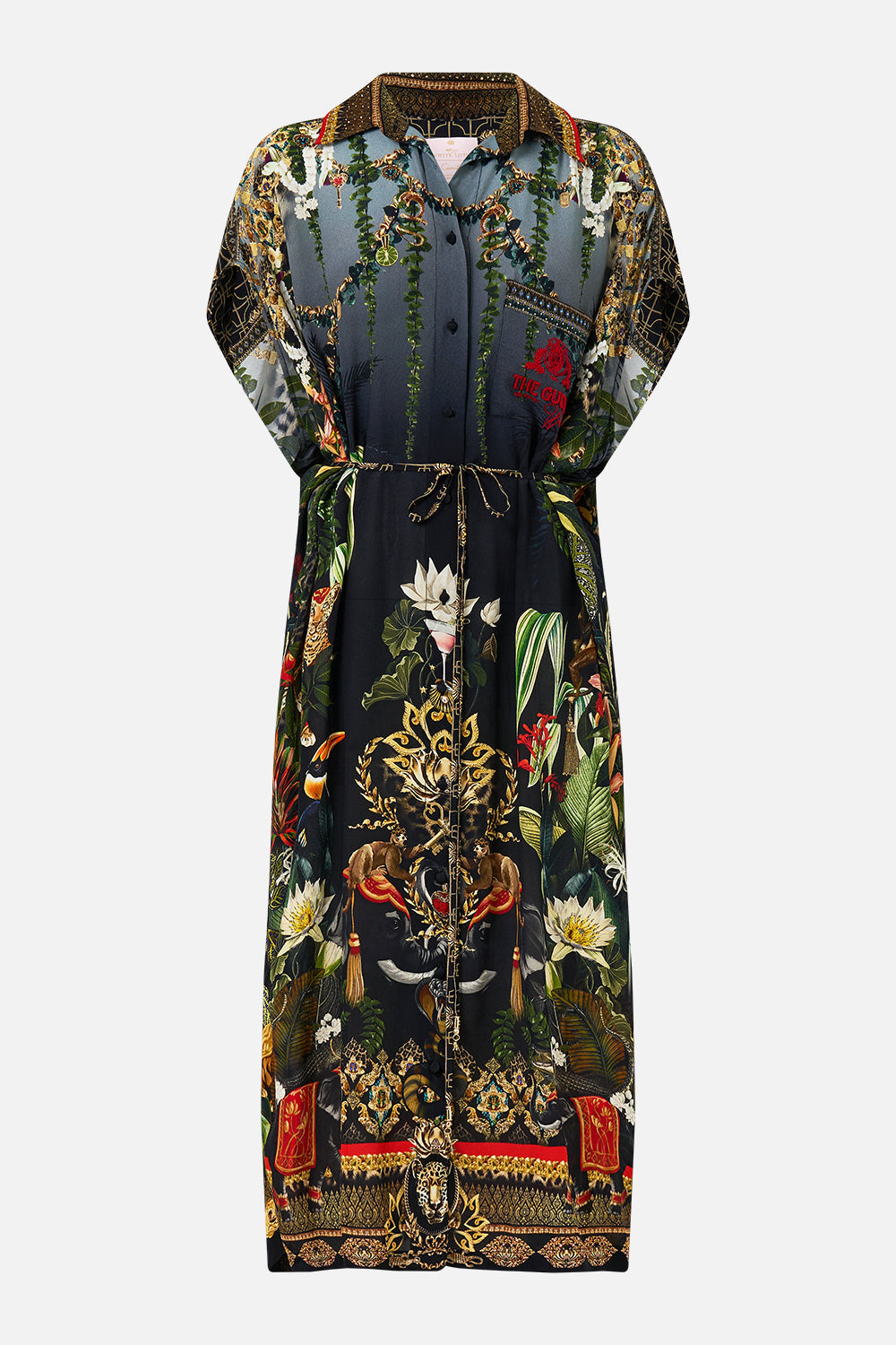 CAMILLA Sleeveless Shirtdress in Ready For My Welcome Drink print