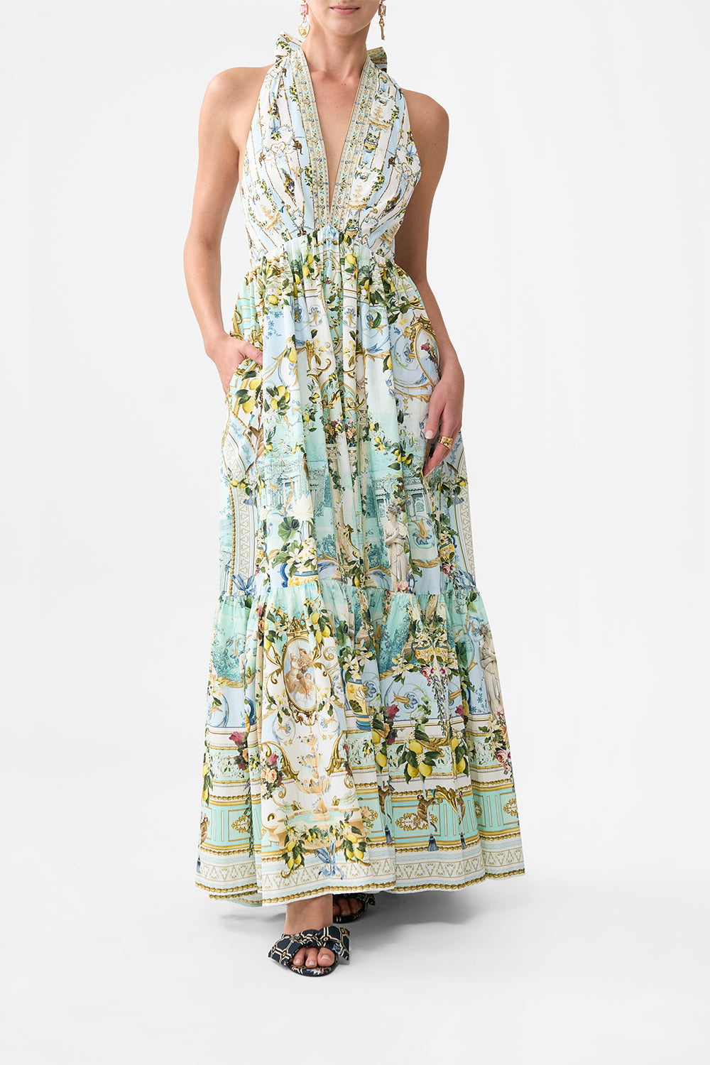 RUFFLE HEM HALTER DRESS VENUS ON A VESPA