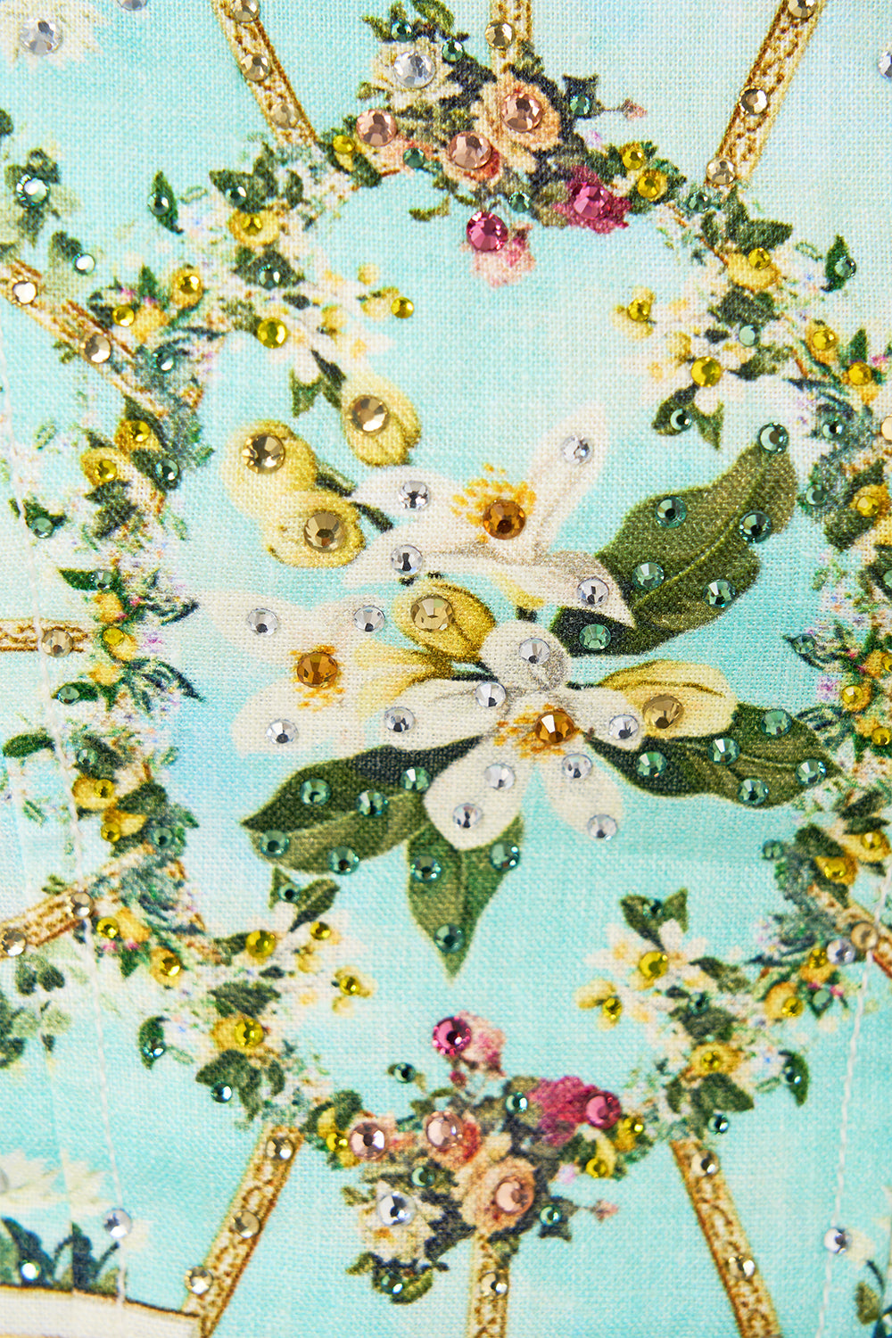 The CAMILLA WAISTED DRESS WITH HEM RUFFLE AROMATIC TIGER FLOWER in our  print.