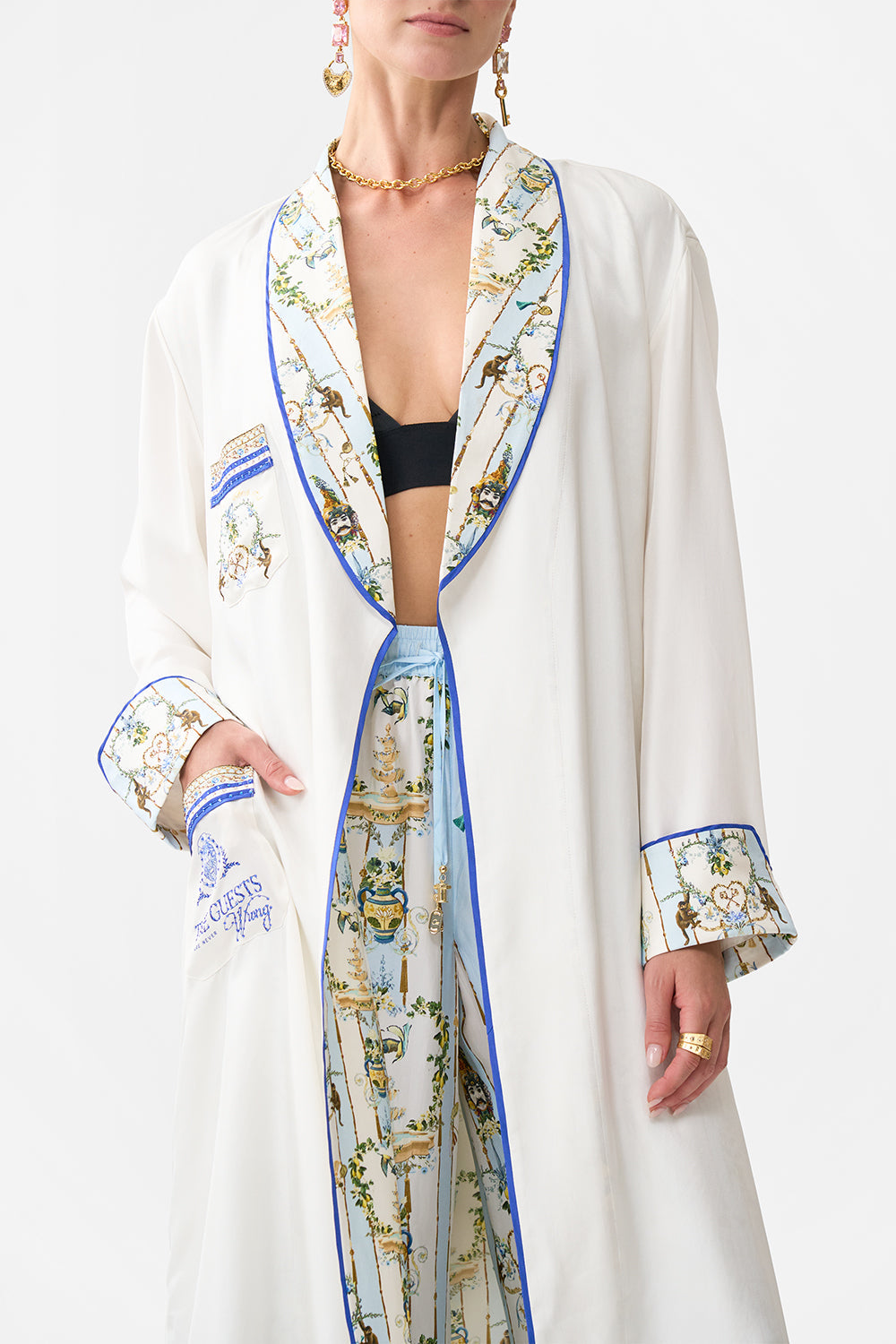 The CAMILLA TIERED DRESS WITH RUFFLE FRILL SLEEVES DRESSING ROOM DRAMA in our  print.