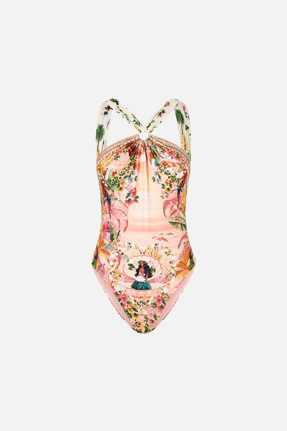 The CAMILLA OFF SHOULDER LONG PUFF DRESS FLOWER SHOWERS in our FLOWER SHOWERS print.