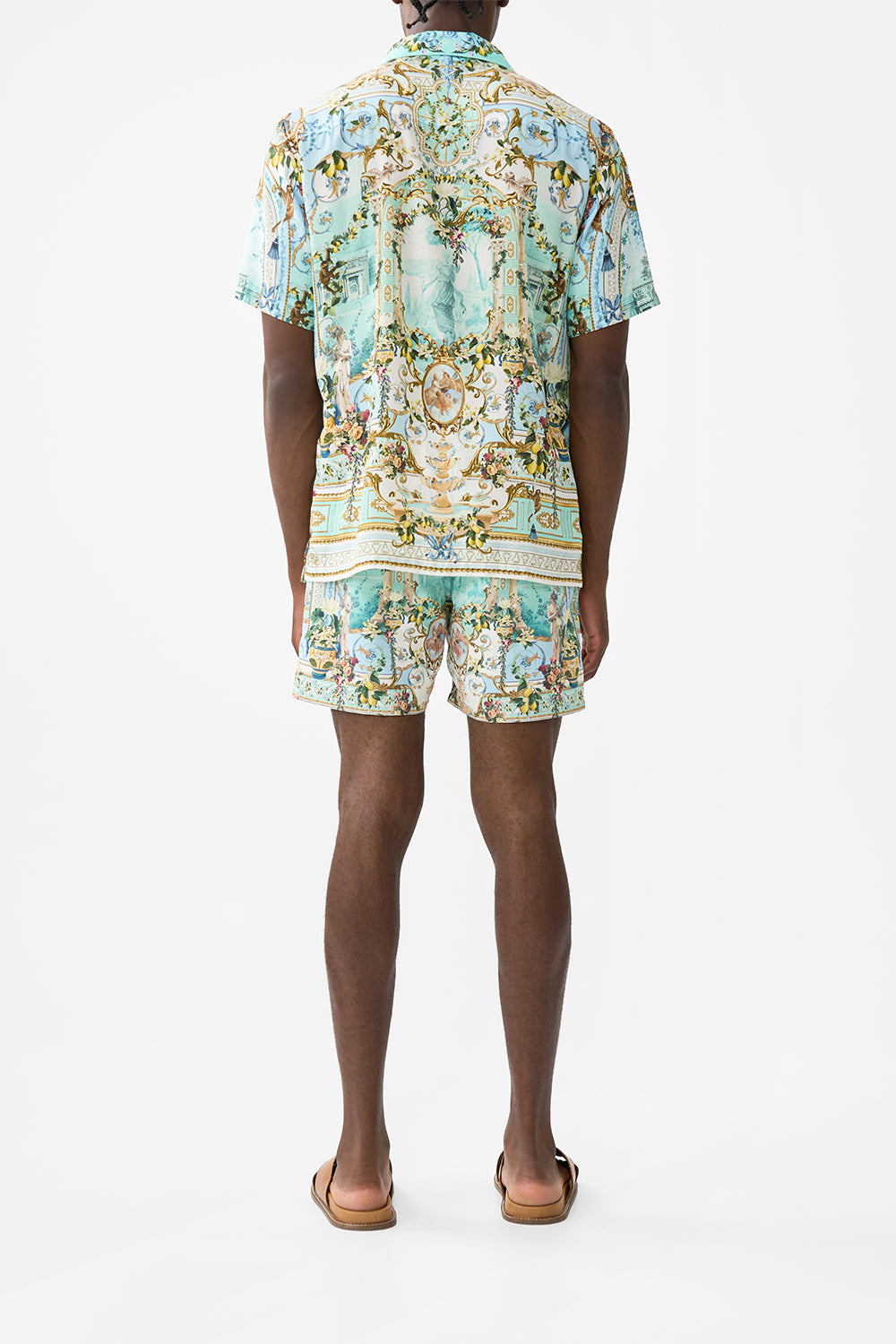 The CAMILLA BUTTON FRONT LOUNGE PANT FOLK AFLOAT in our  print.