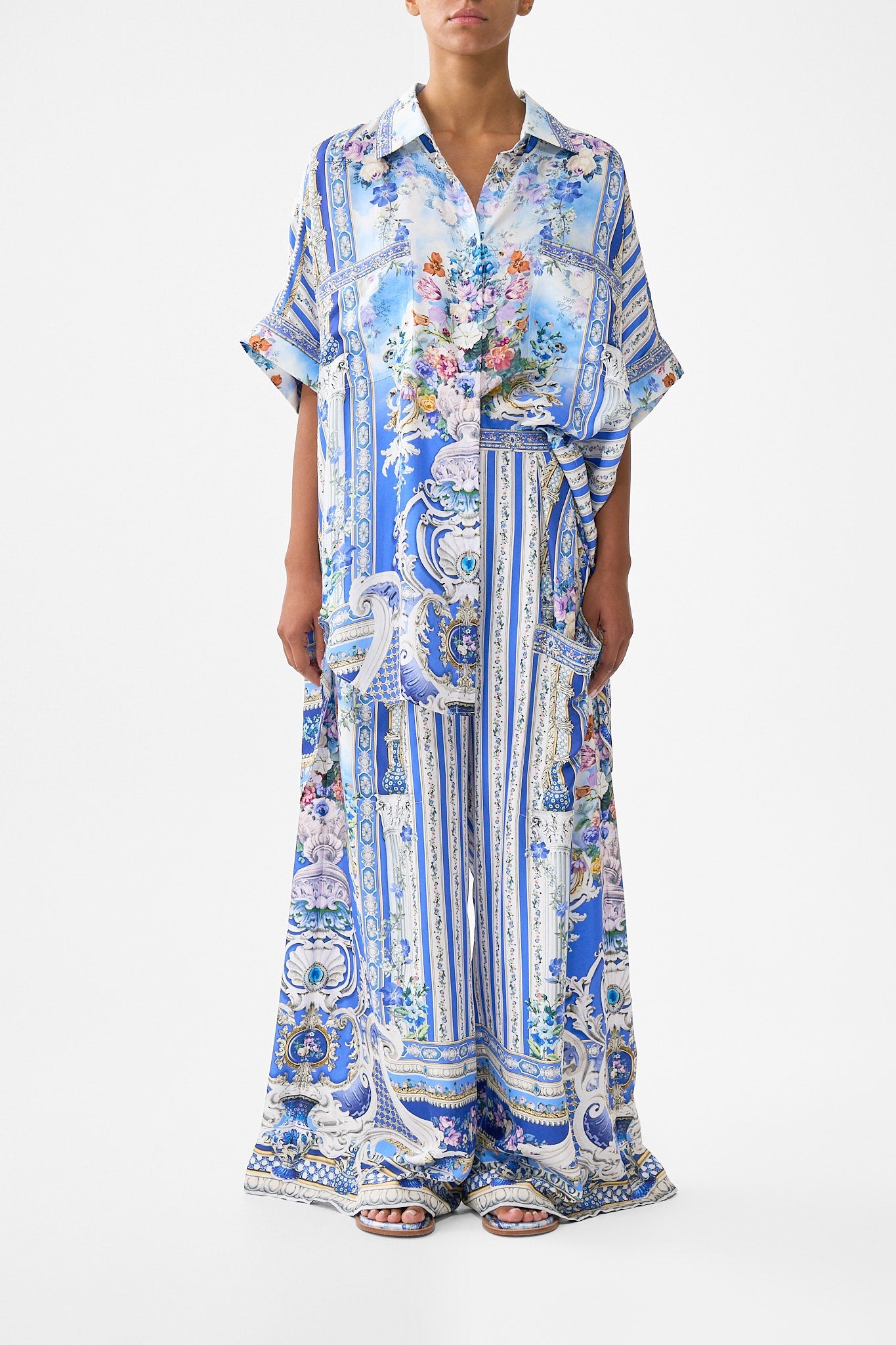 The CAMILLA ELASTIC BODICE MIDI DRESS THE BOSPHOROUS in our  print.