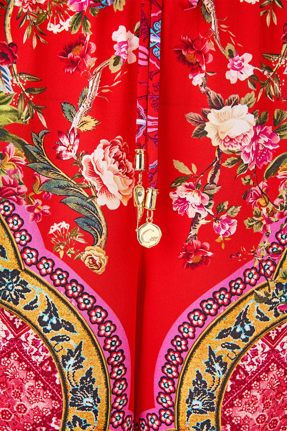 The CAMILLA DETACHABLE PUSSY BOW RAGLAN BLOUSE DARLING BUDS in our  print.