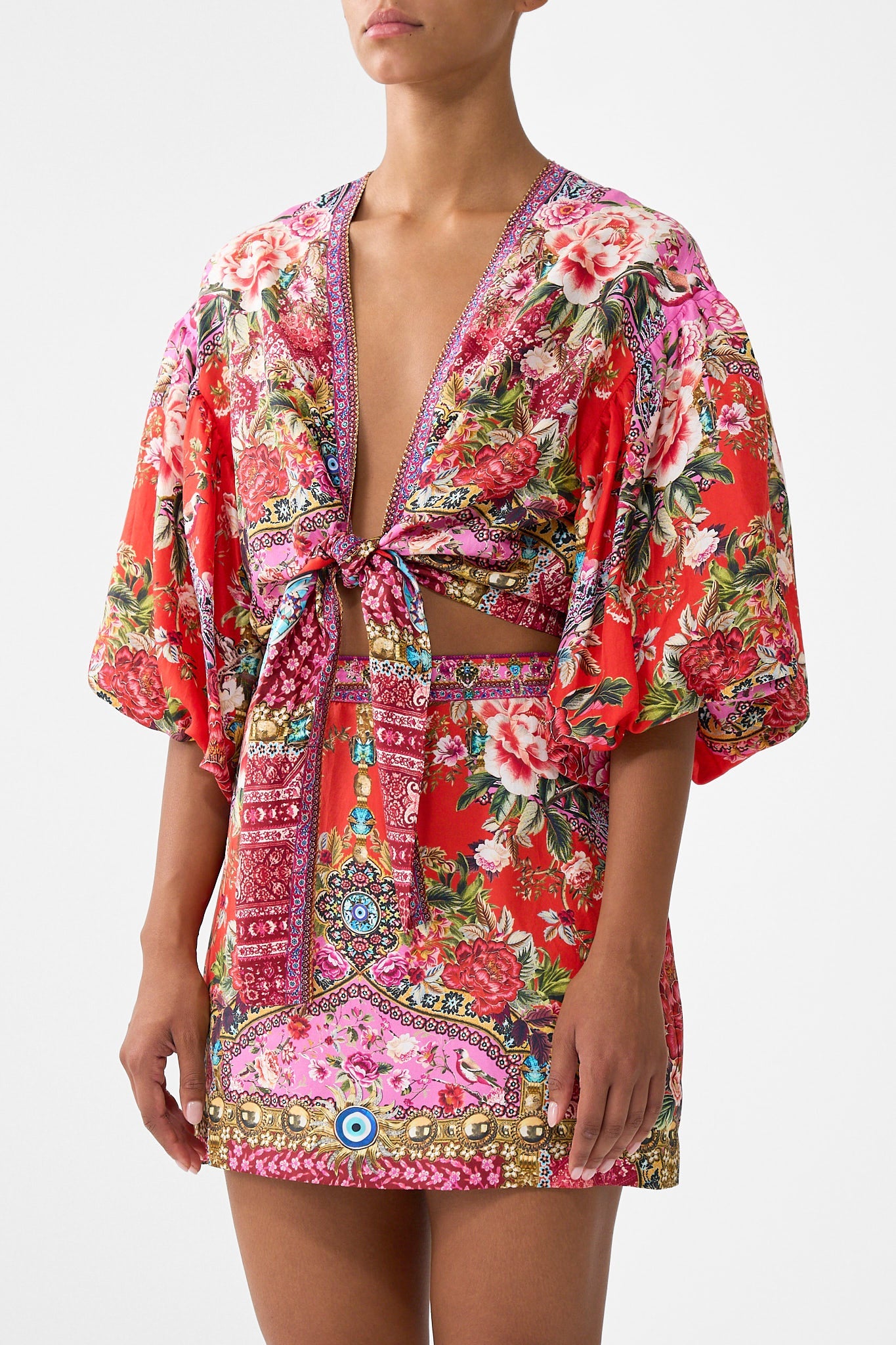 The CAMILLA LACE SPLICE ONE SHOULDER DRESS TWILIGHT IN ISTANBUL in our  print.