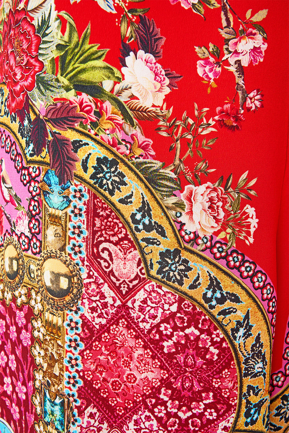 The CAMILLA V-NECK FULL LENGTH BIAS SLIP DRESS BODRUM BOTANICALS in our  print.
