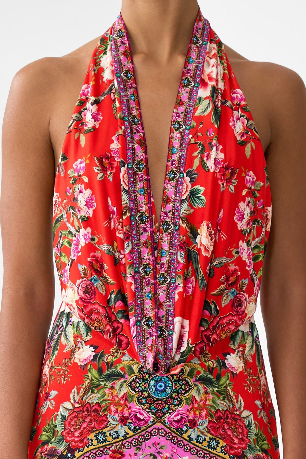 DEEP COWL PLUNGE DRESS HEIRLOOM EMPIRE