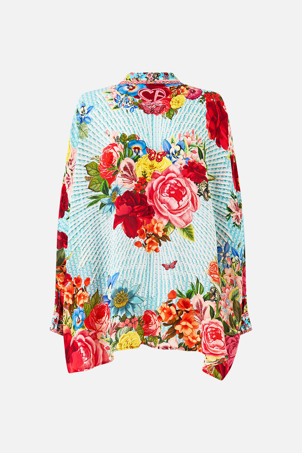 The CAMILLA LONG SLEEVE CAMP COLLARED SHIRT AMULETS AND ALCHEMY in our  print.