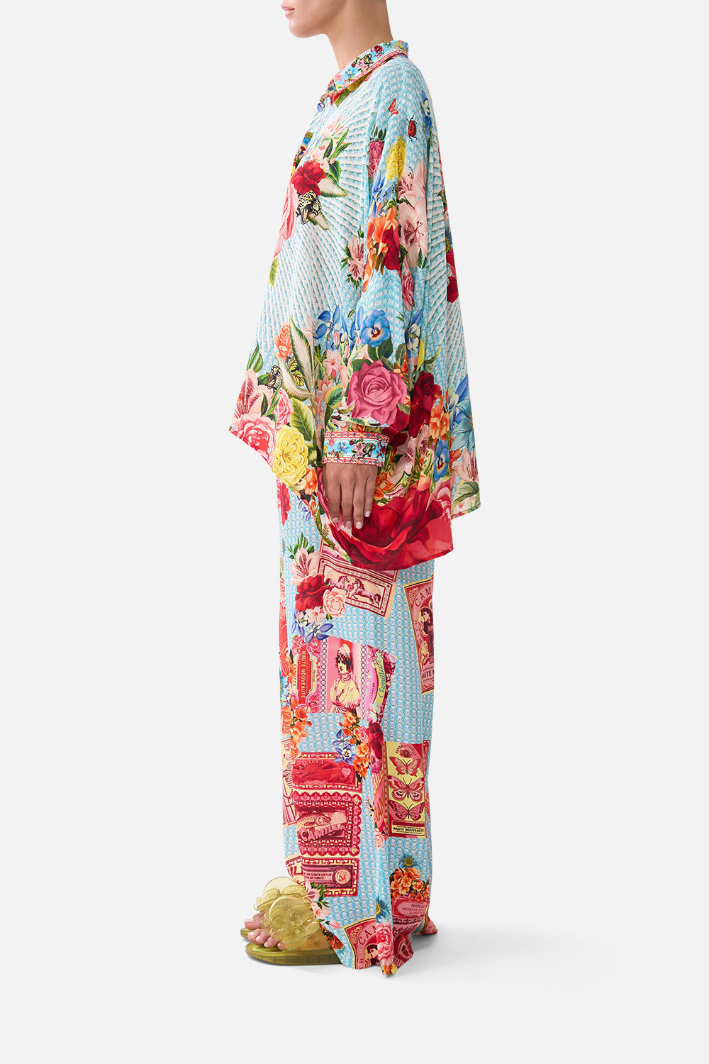 The CAMILLA HALTER CHAIN SLIP DRESS TALISMANS OF TURKIYE in our  print.