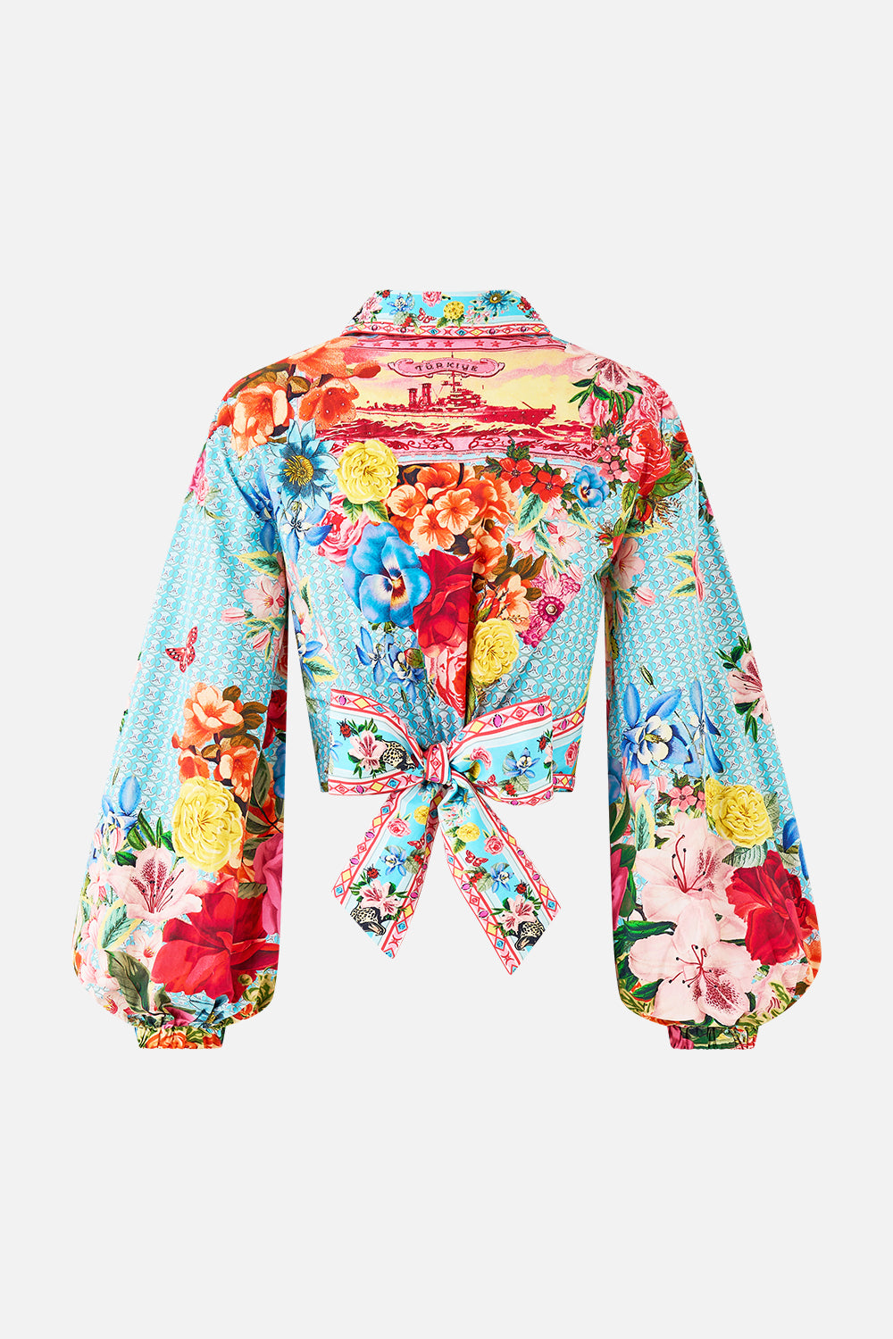 The CAMILLA JERSEY FLARED PANT AMULETS AND ALCHEMY in our  print.