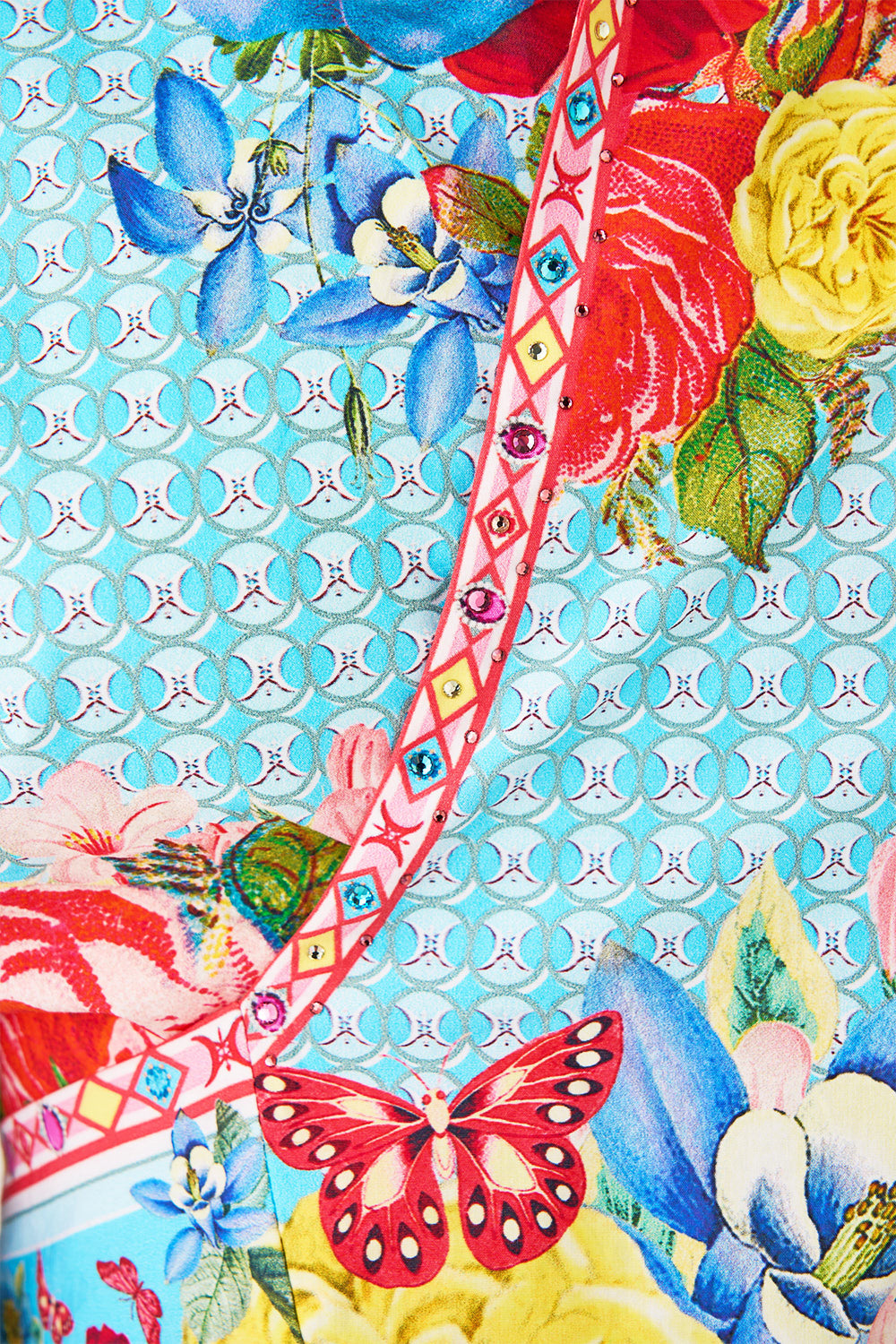 The CAMILLA JERSEY FLARED PANT AMULETS AND ALCHEMY in our  print.