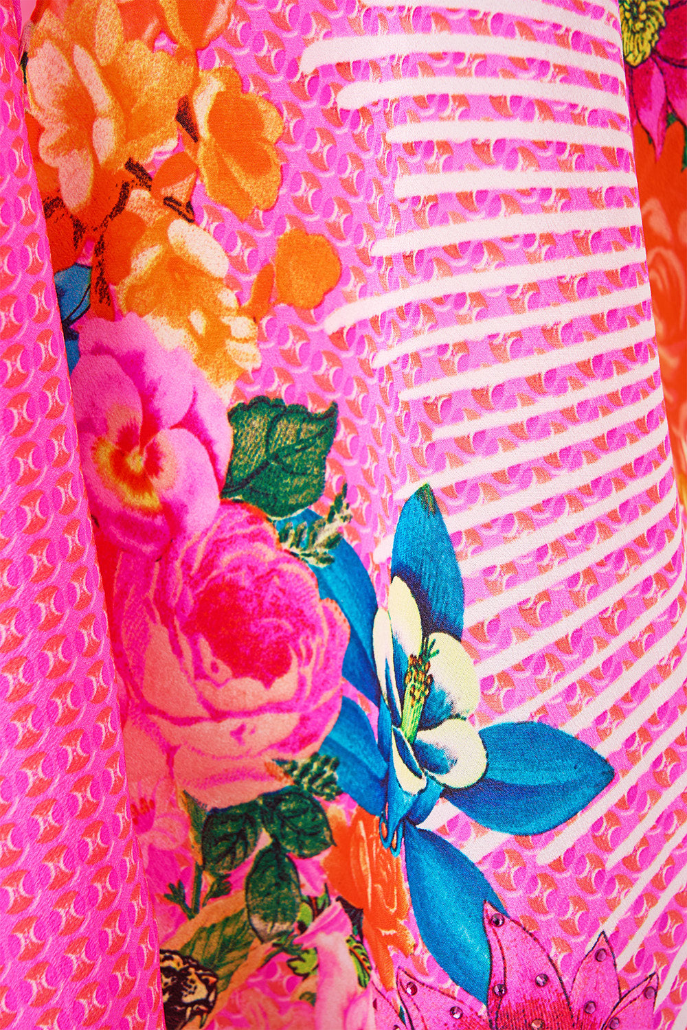 The CAMILLA WAISTED SHORT DRESS WITH RUFFLE DETAILS DARLING BUDS in our  print.