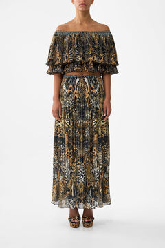 PLEATED MIDI SKIRT FELINE FOLKLORE