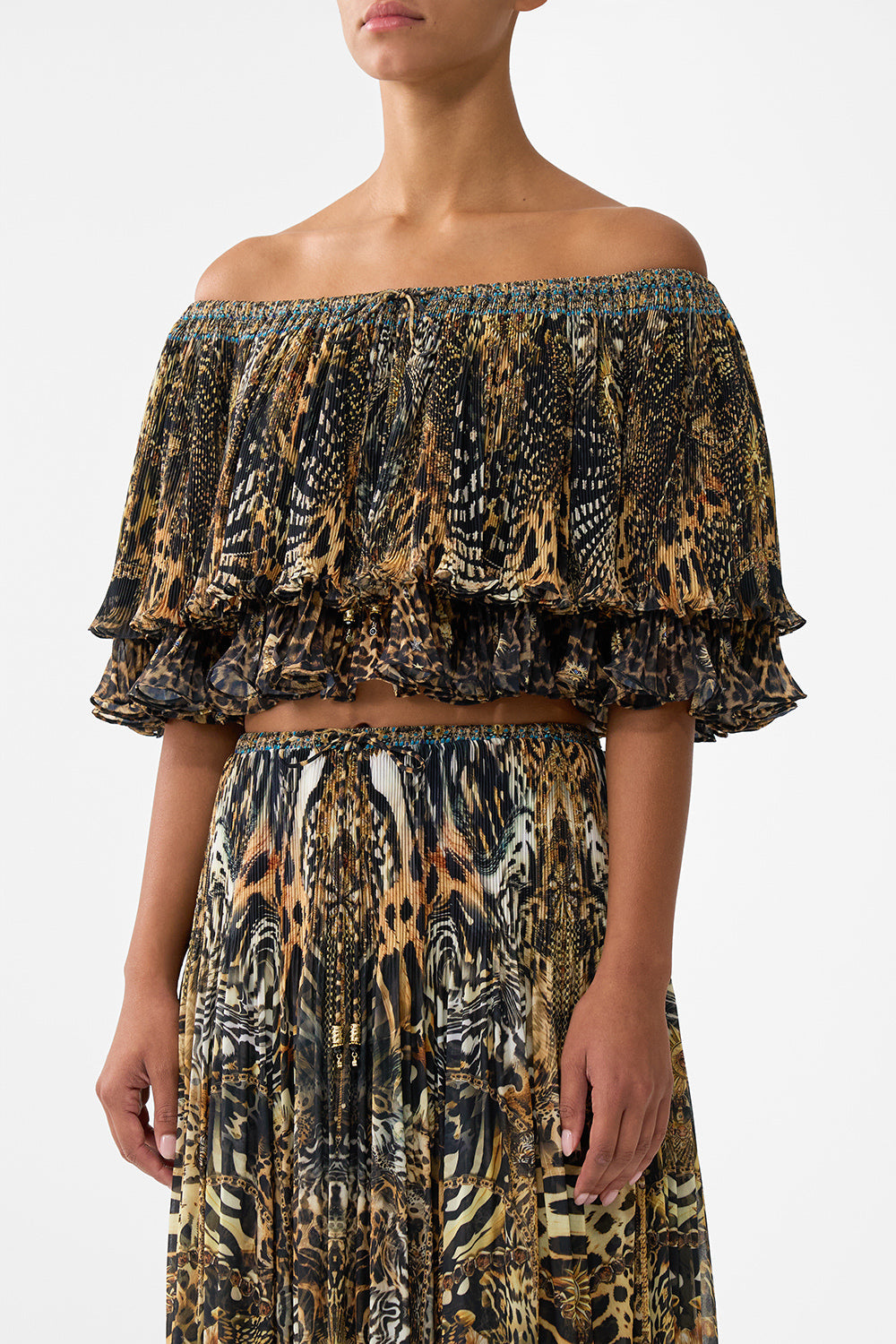 The CAMILLA V NECK BIAS SLIP DRESS WITH BACK FRILL DARLING BUDS in our  print.