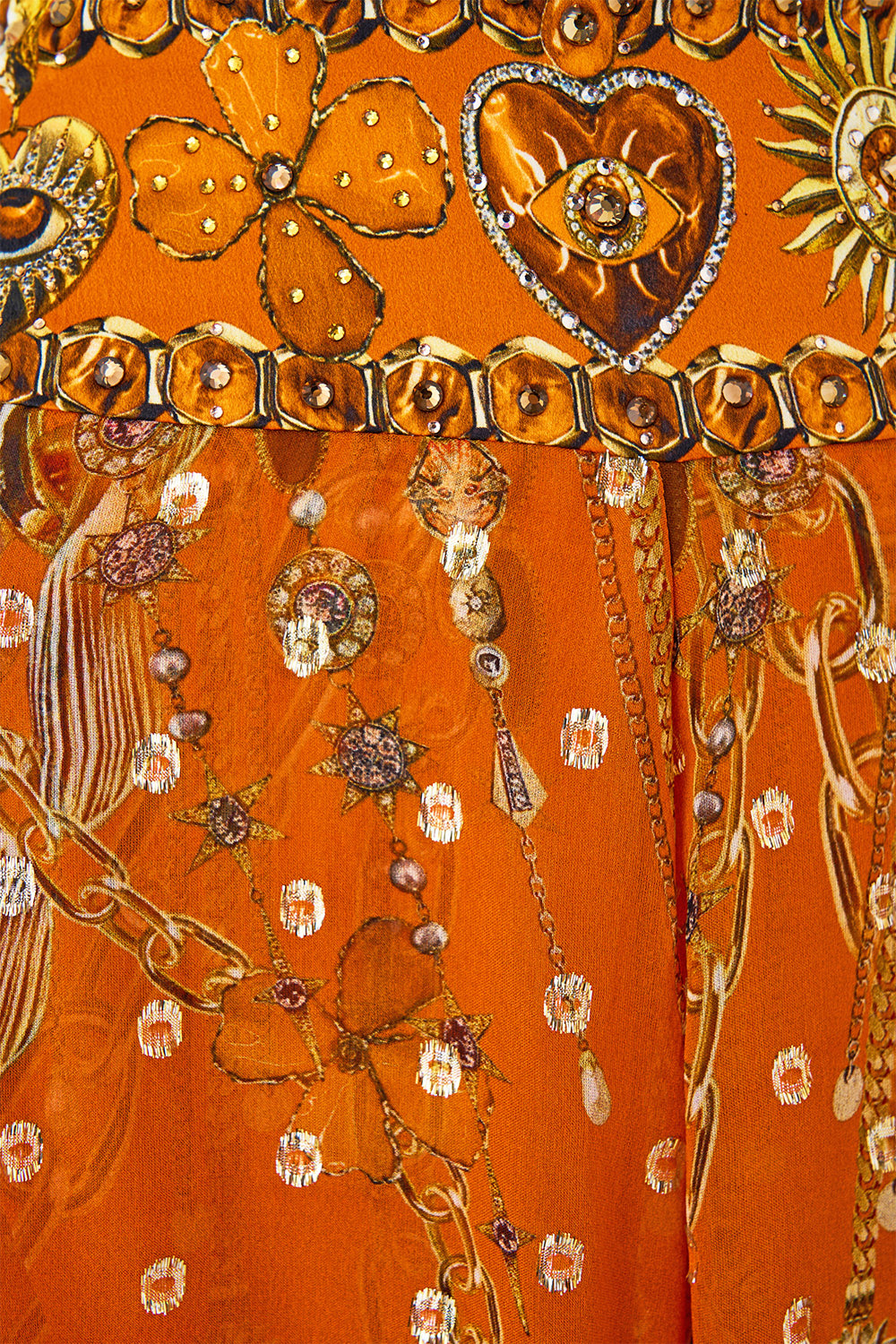 The CAMILLA TRIANGLE SCARF WITH TASSELS OTTOMAN OPULENCE in our OTTOMAN OPULENCE print.