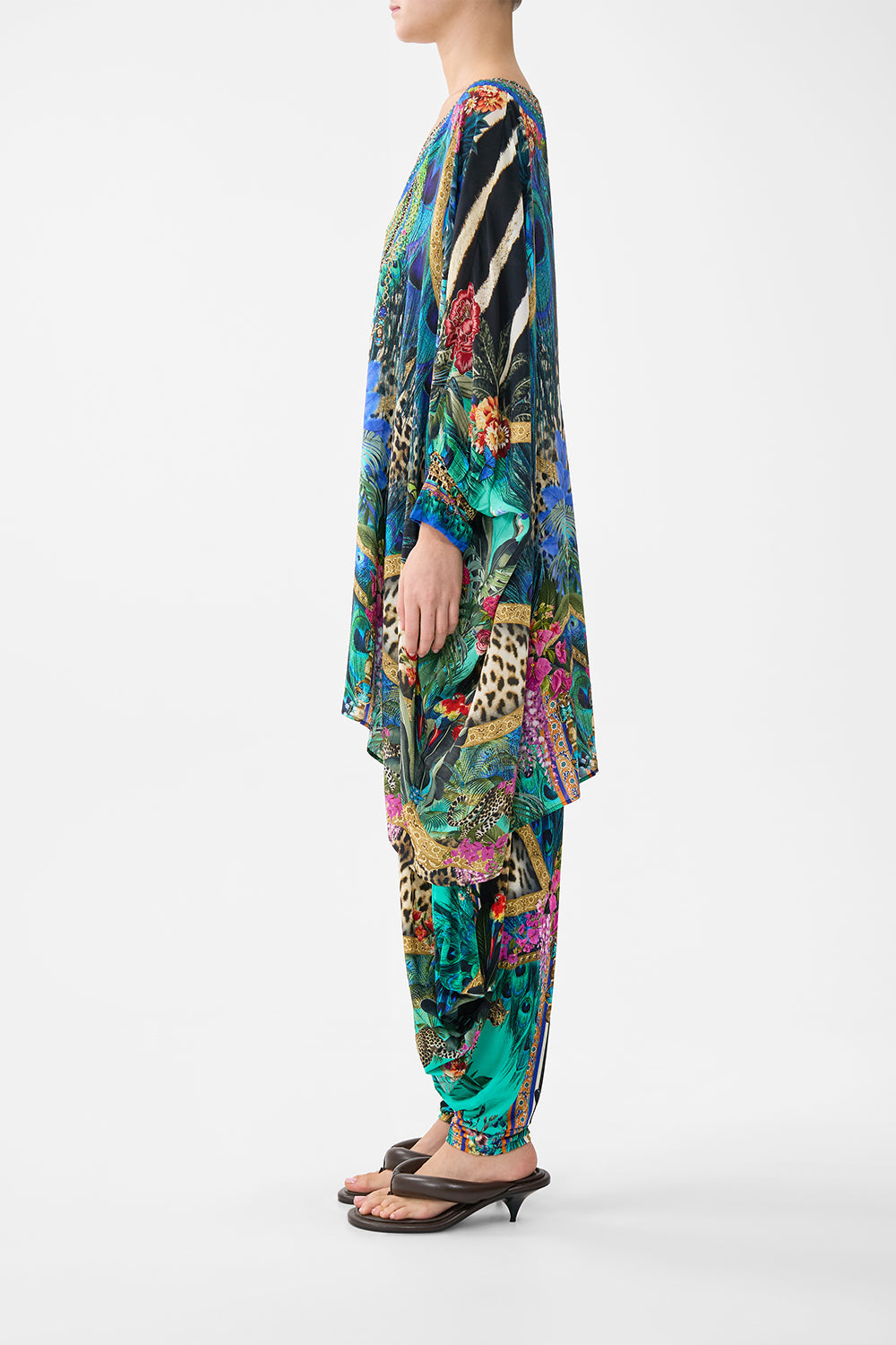 The CAMILLA LONG TIERED DRESS WITH BOW TIES OTTOMAN OPULENCE in our  print.